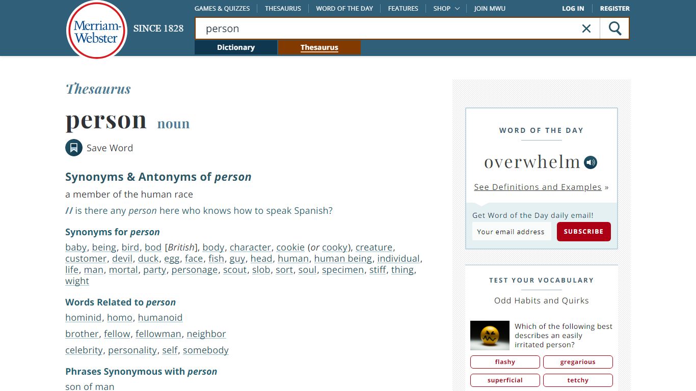 49 Synonyms of PERSON | Merriam-Webster Thesaurus